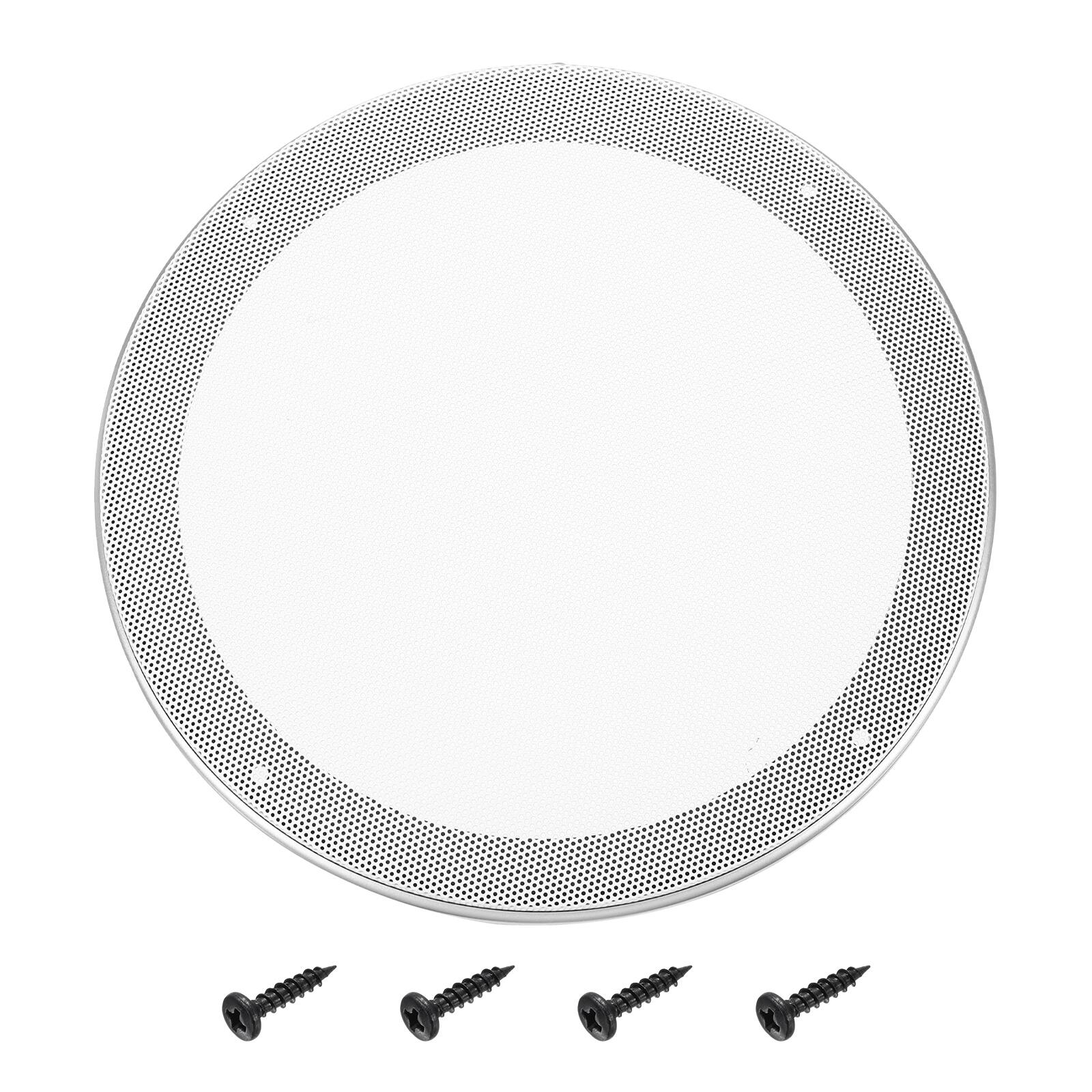Unique Bargains - Speaker Grill Mesh Cover, Metal Subwoofer Grill Guard Protector ABS Frame for Car Audio, 4 Screws Included - White Silver