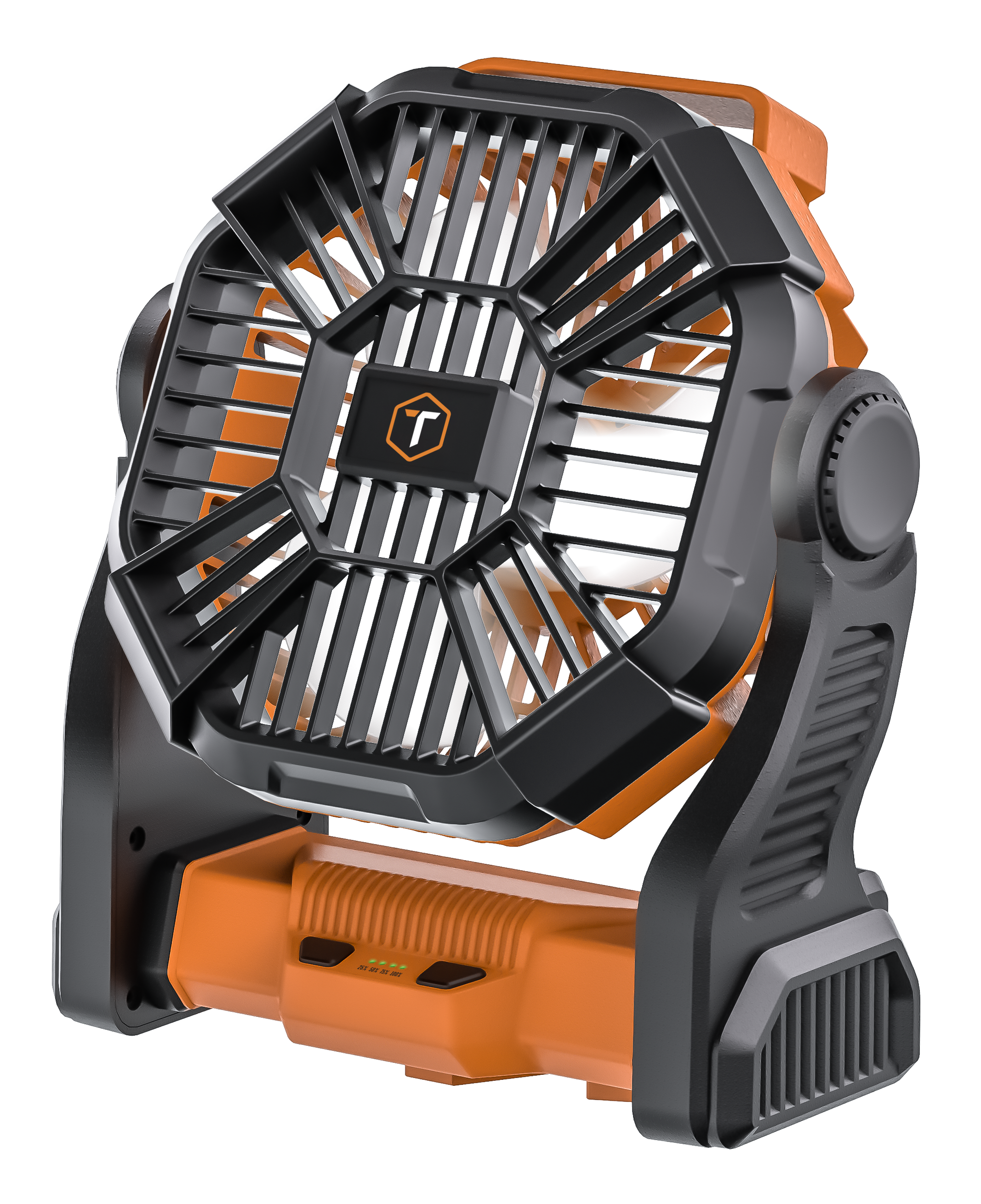 The text on the image is:
- "T" (logo on the fan)
- "50 50 50 50" (on the control panel)