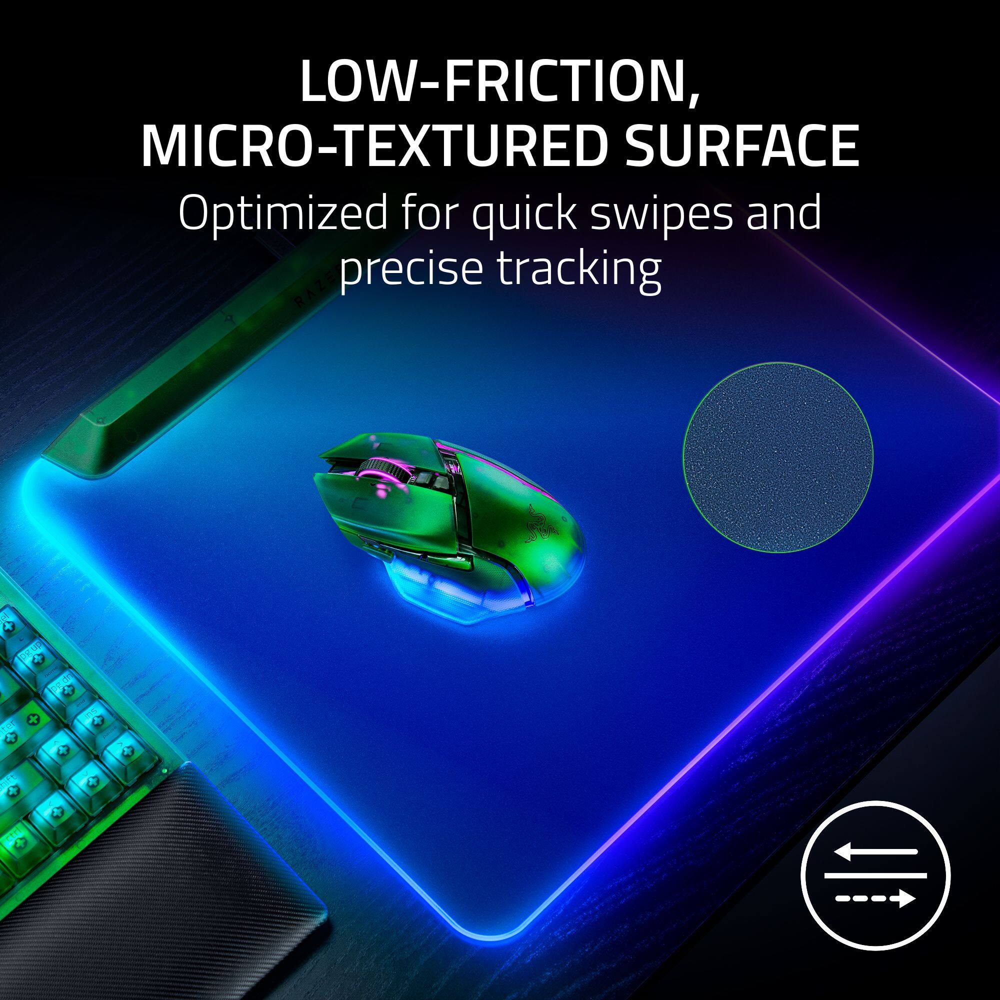 LOW-FRICTION, MICRO-TEXTURED SURFACE Optimized for quick swipes and precise tracking.