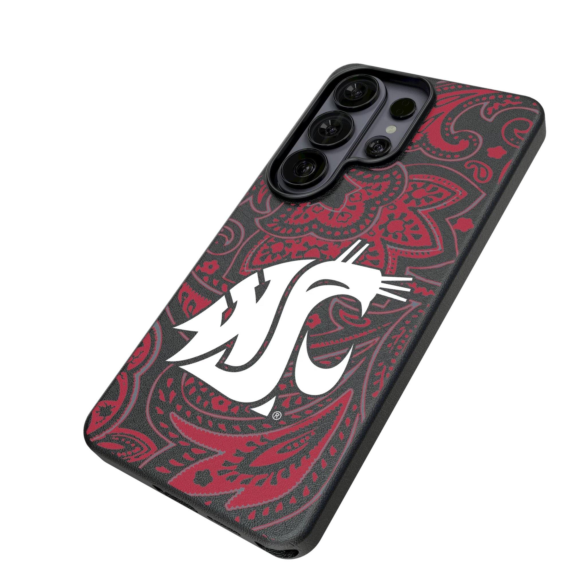 Alt View 1. Keyscaper - Washington State Cougars Paisley Galaxy Magnetic Bump Case - S24 - Black.