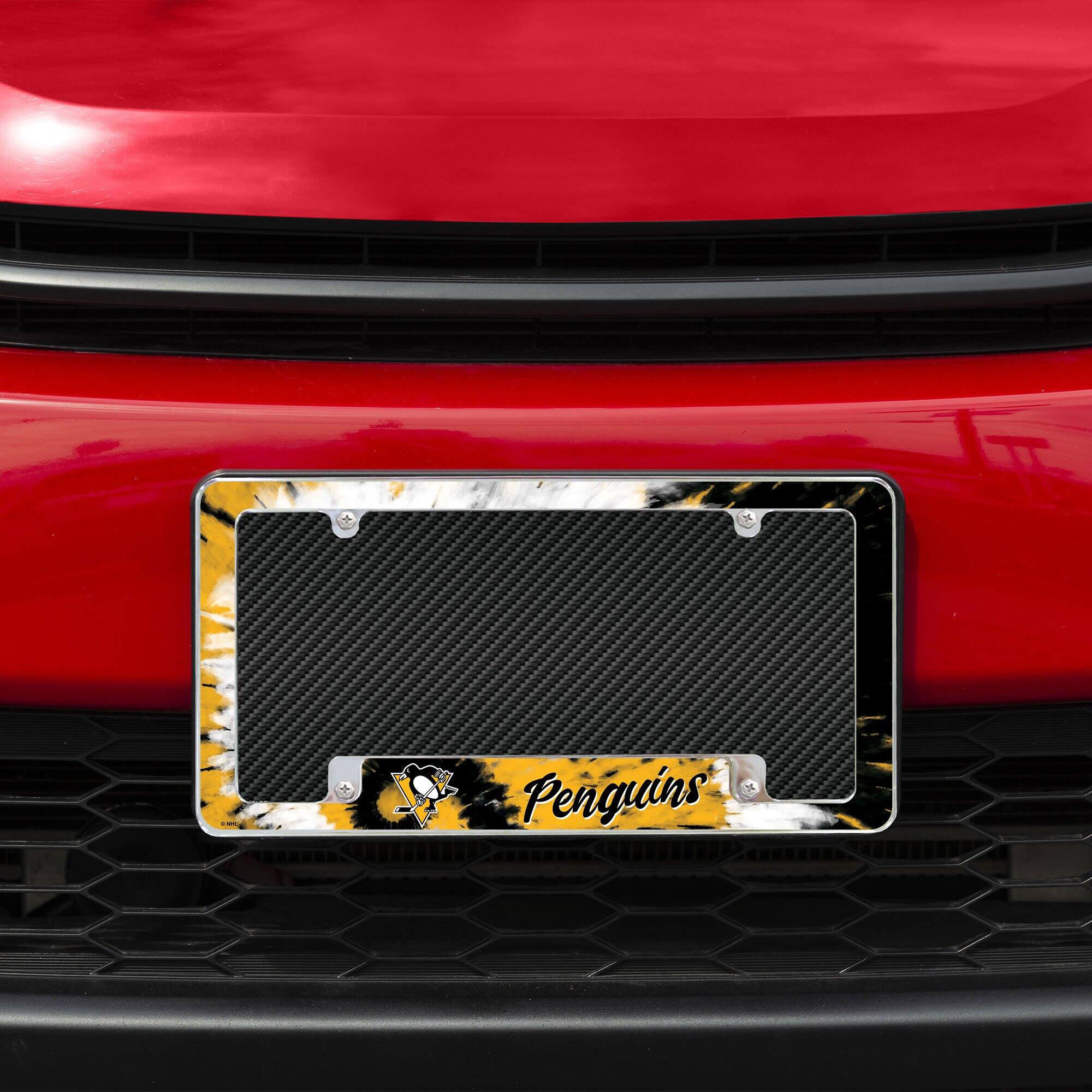 Alt View 4. Rico Industries - Pittsburgh Penguins Chrome Metal (Set of 2) License Plate Frames with Bold Tie Dye Design - Multi.