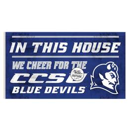 Jardine - Central Connecticut State Devils 11" x 20" Indoor/Outdoor In This House Sign - Blue