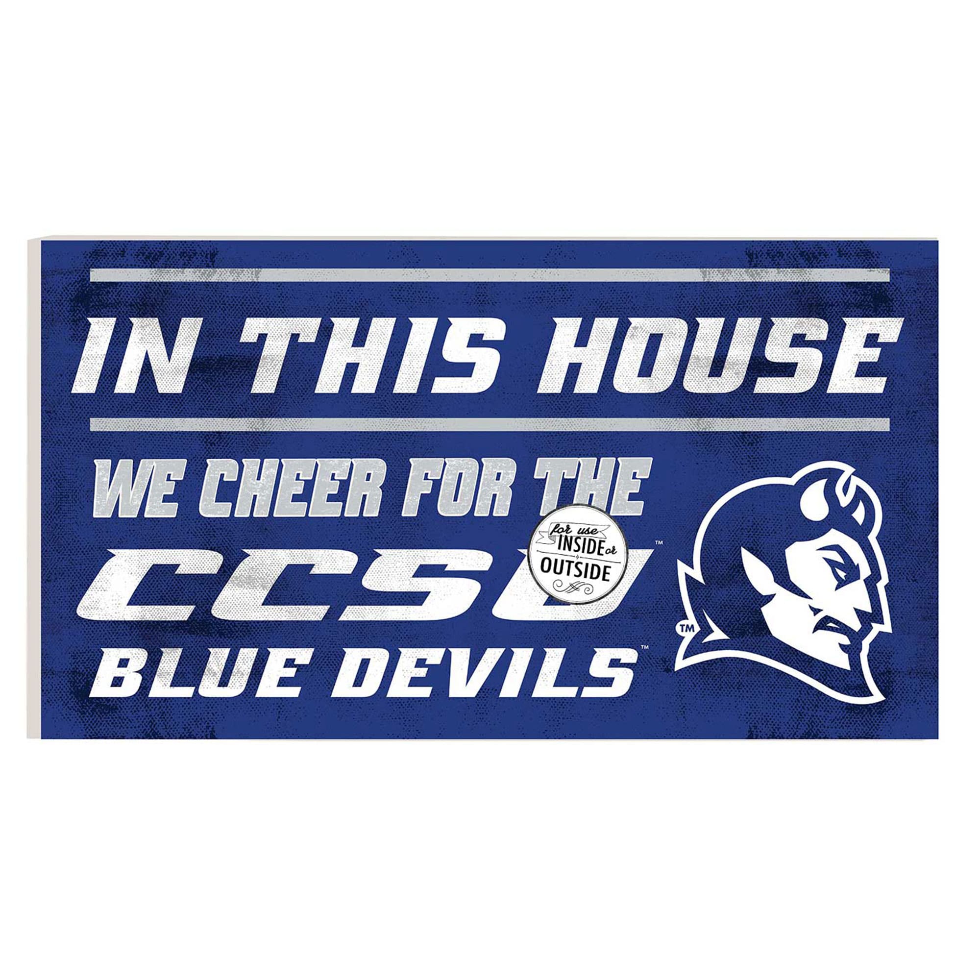 Central Connecticut State Blue Devils 11" x 20" Indoor/Outdoor In This House Sign
