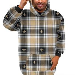 Pegasus - New Orleans Saints Plaid Logo Box Bloncho with Sherpa Inside - Multicolor