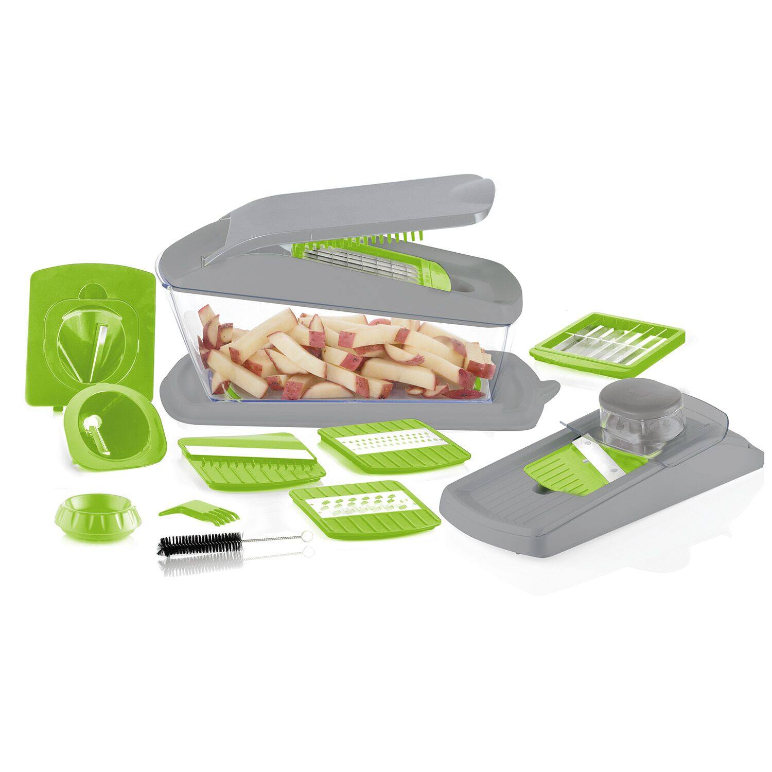 Alt View 10. Fitnate - 13Pcs Vegetable Spiralizer Mandoline Slicer Dicer Food Chopper - Green Gray.