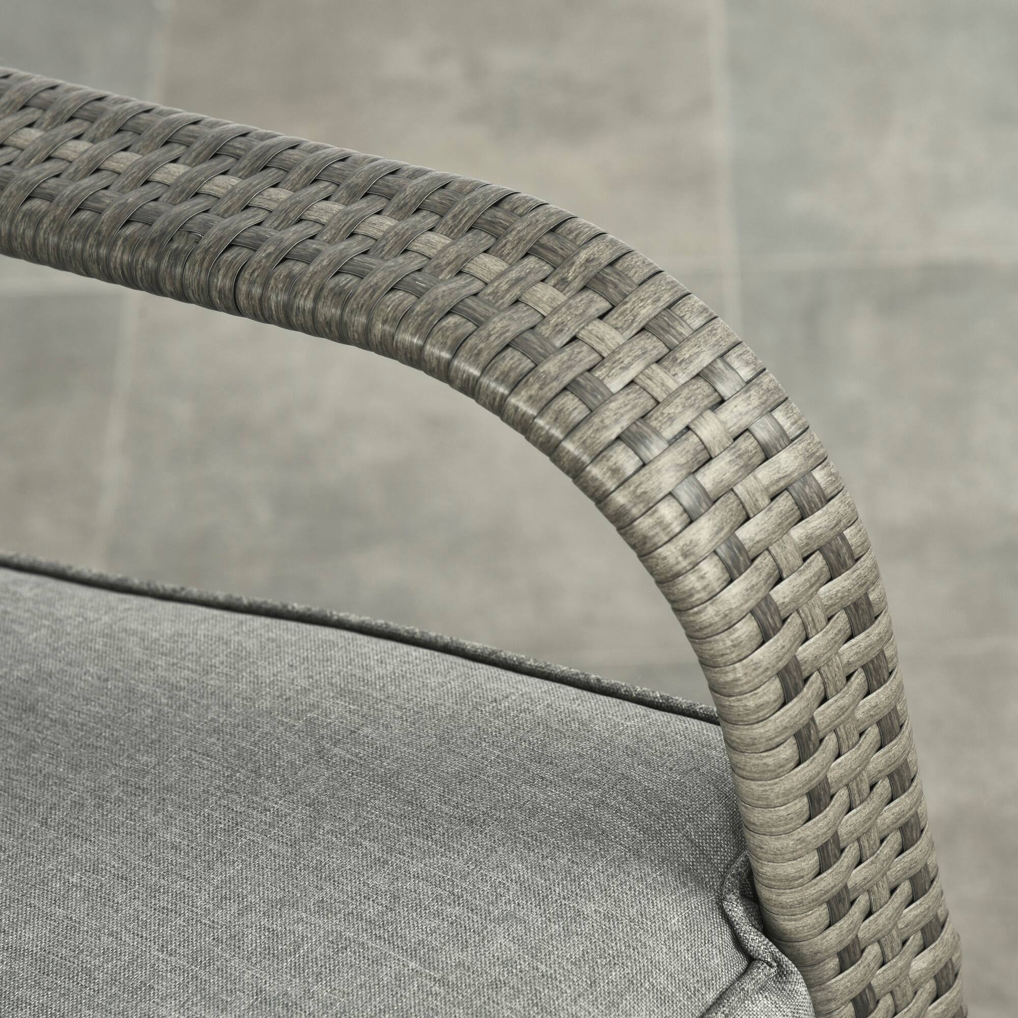 Alt View 7. Outsunny - Wicker Outdoor Rocking Chair, Patio Recliner with Adjustment Backrest, PE Rattan Lounge Chair - Mixed Grey/Grey.