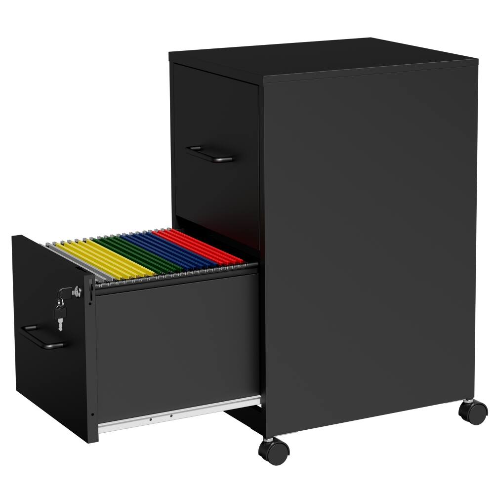 Alt View 10. Loheer - Loheer 2 Drawer File Cabinet Under Desk Metal Filing Cabinet Lockable Black.