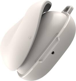 TUDIA - TPU Earbud Case for Powerbeats Pro 2 (2025) with Magnetic Lid Lock & Carabiner, Beige