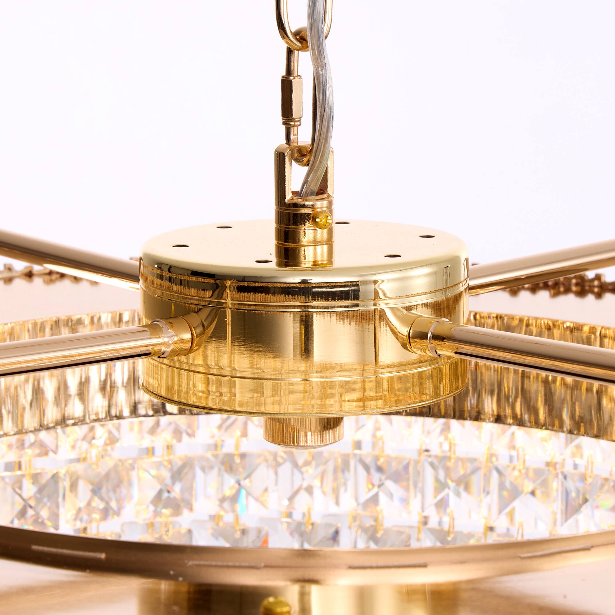 Alt View 6. Siljoy - 24 Inch Round Luxury Champagne Gold Multi-Layer Crystal Chandelier, Ceiling Pendant Light for Living Room and Foyer - Champagne Gold.