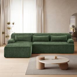 Anysun - No Assembly Mnimalist Luxurious Chenille Tufted Design L-Shape Sectional Sofa, Left-Facing - Green