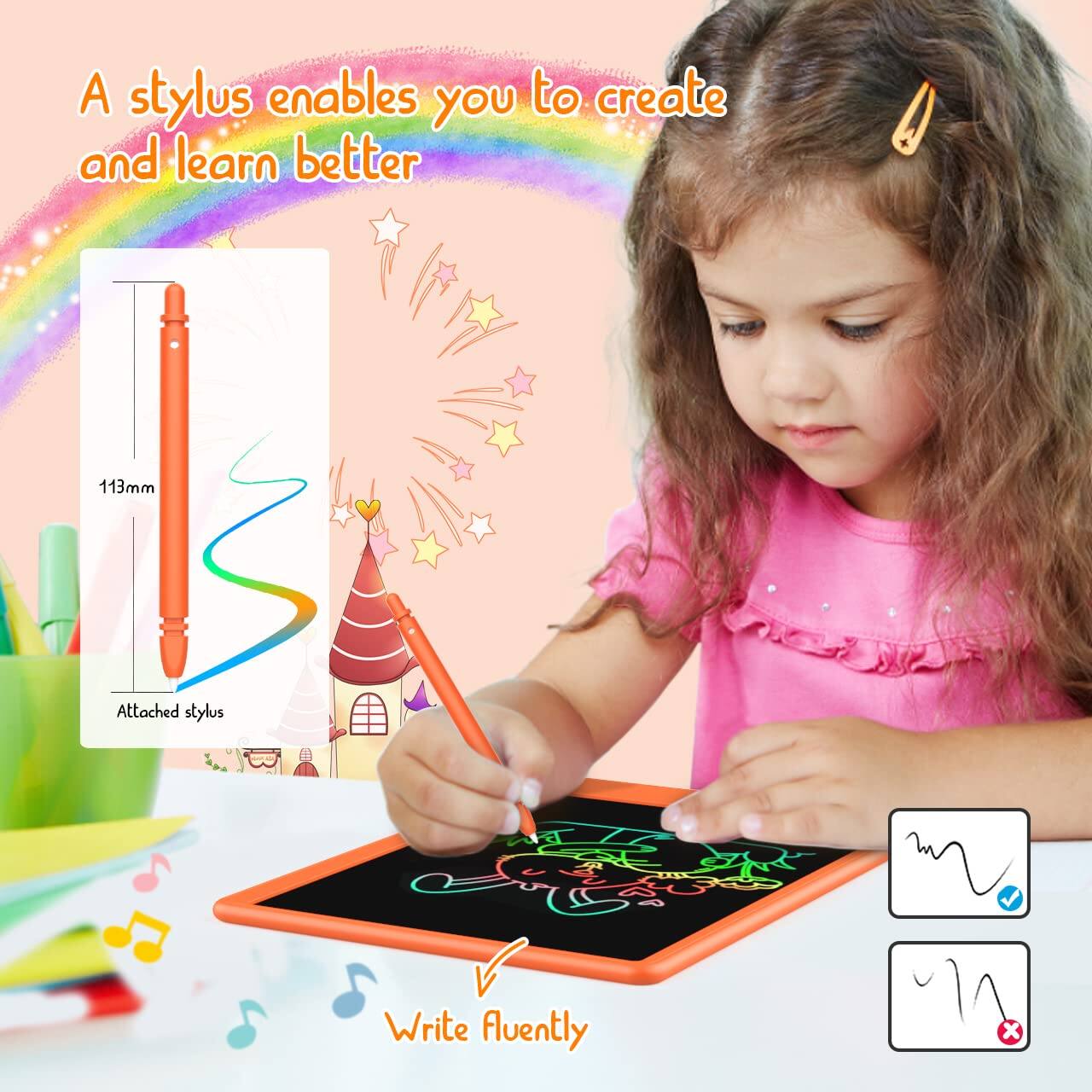 A stylus enables you to create and learn better

113mm Attached stylus

Write fluently