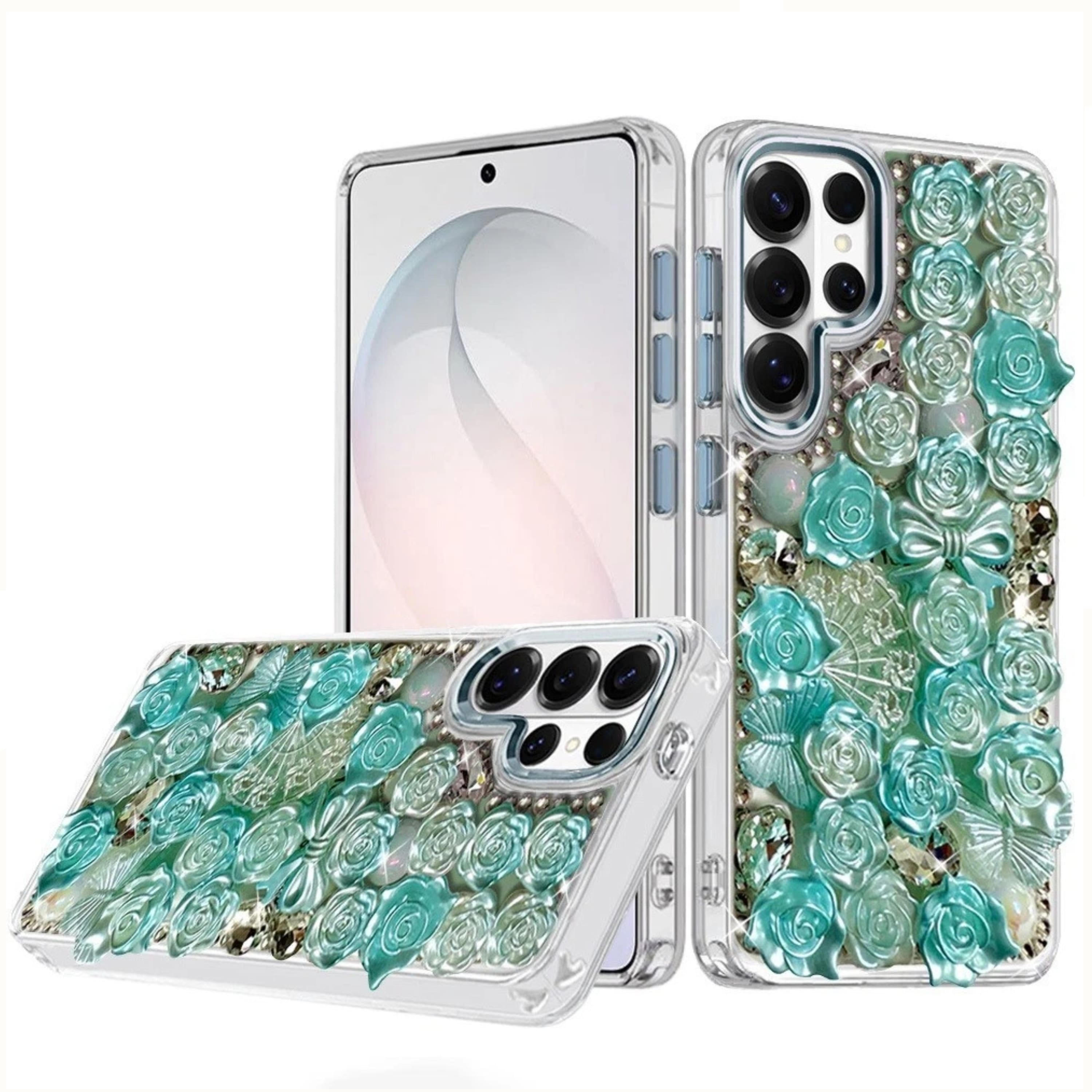 Kitcheniva - 3D Rose Bling Case With Tempered Glass For Samsung S26 Ultra - Blue price history on PriceWatchPro