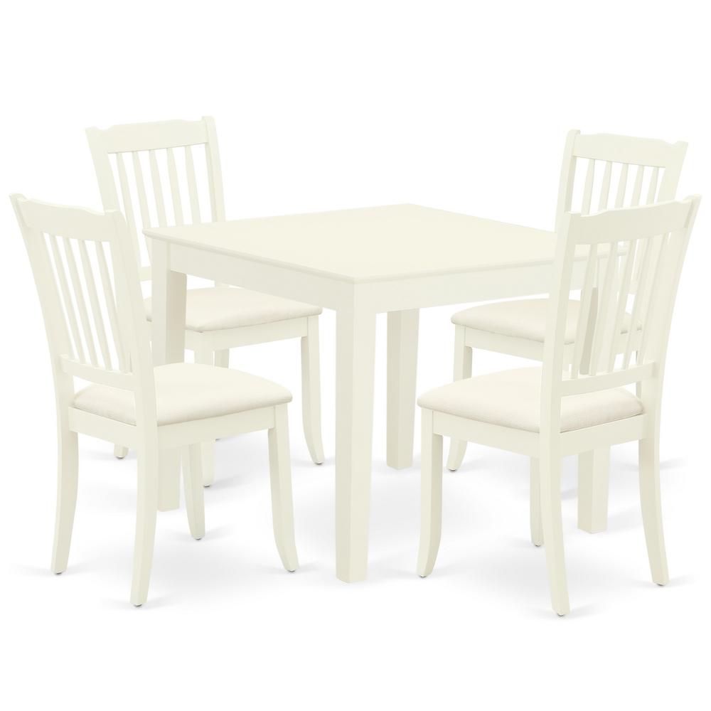 Back. East West Furniture - Dining Room Set Linen White - Brown.