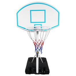 Ecooso - Poolside Basketball Hoop System, Adjustable 3.1-4.7 ft, 36" Backboard, Indoor/Outdoor - Blue