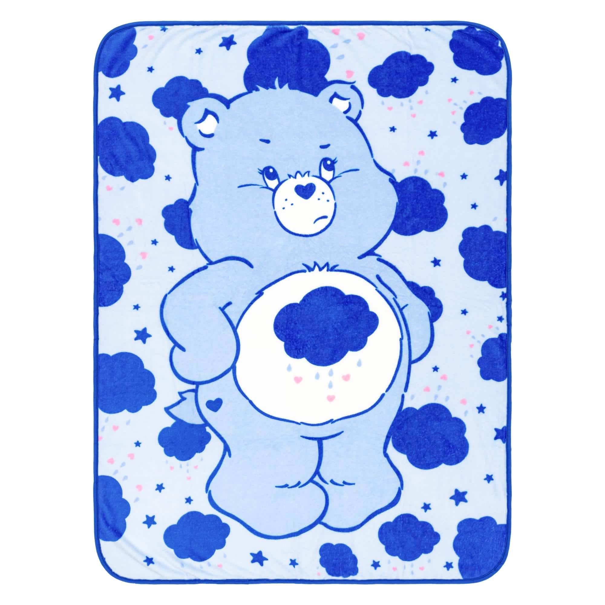 Front. Silver Buffalo - Care Bears Grumpy Bear Fleece Throw Blanket | 45 x 60 Inches - Blue.