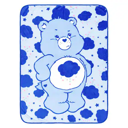 Front. Silver Buffalo - Care Bears Grumpy Bear Fleece Throw Blanket | 45 x 60 Inches - Blue.