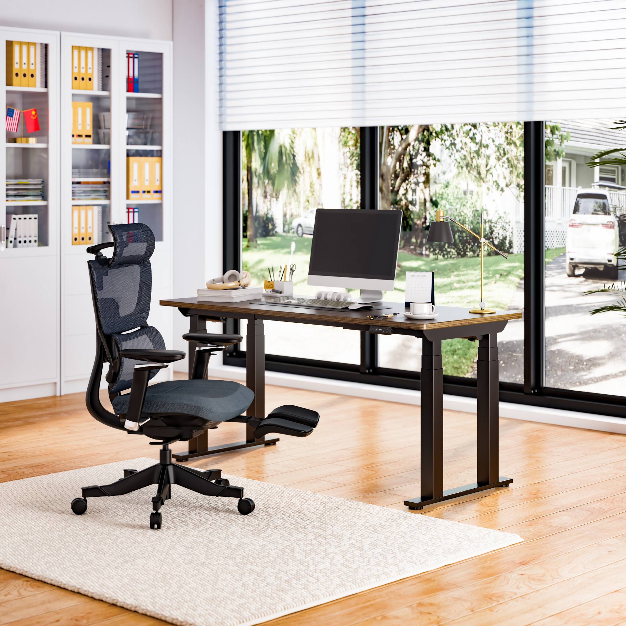 Left. FlexiSpot - C7 Max Series Premium Ergonomic Foam Seat Office Chair with Retractable Footrest - Gray.