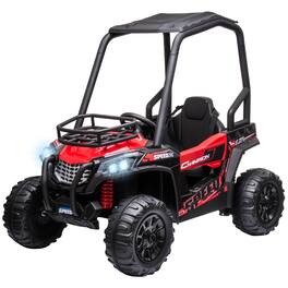 Ecooso - 12V Dual Motor Kids Battery Ride-On UTV Toy Car, Forward/Reverse Function, Music, USB, Suspension, Remote Control - Red