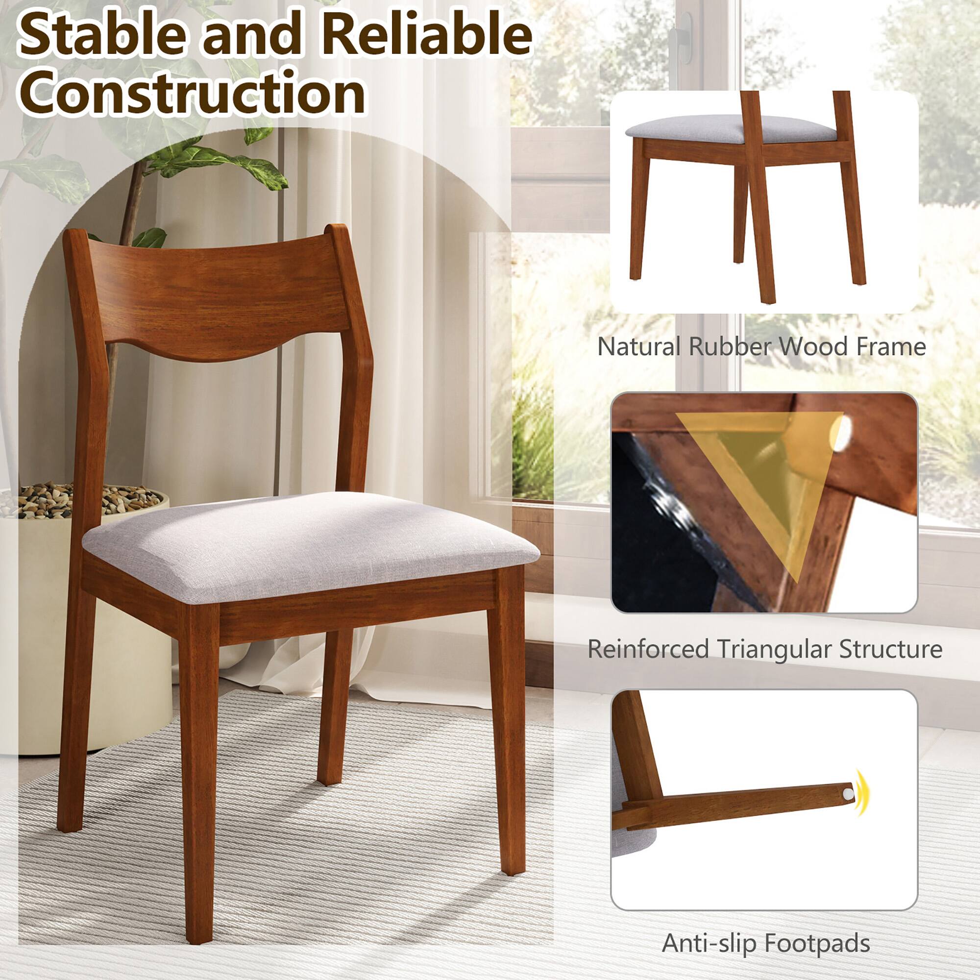 Stable and Reliable Construction

- Natural Rubber Wood Frame
- Reinforced Triangular Structure
- Anti-slip Footpads