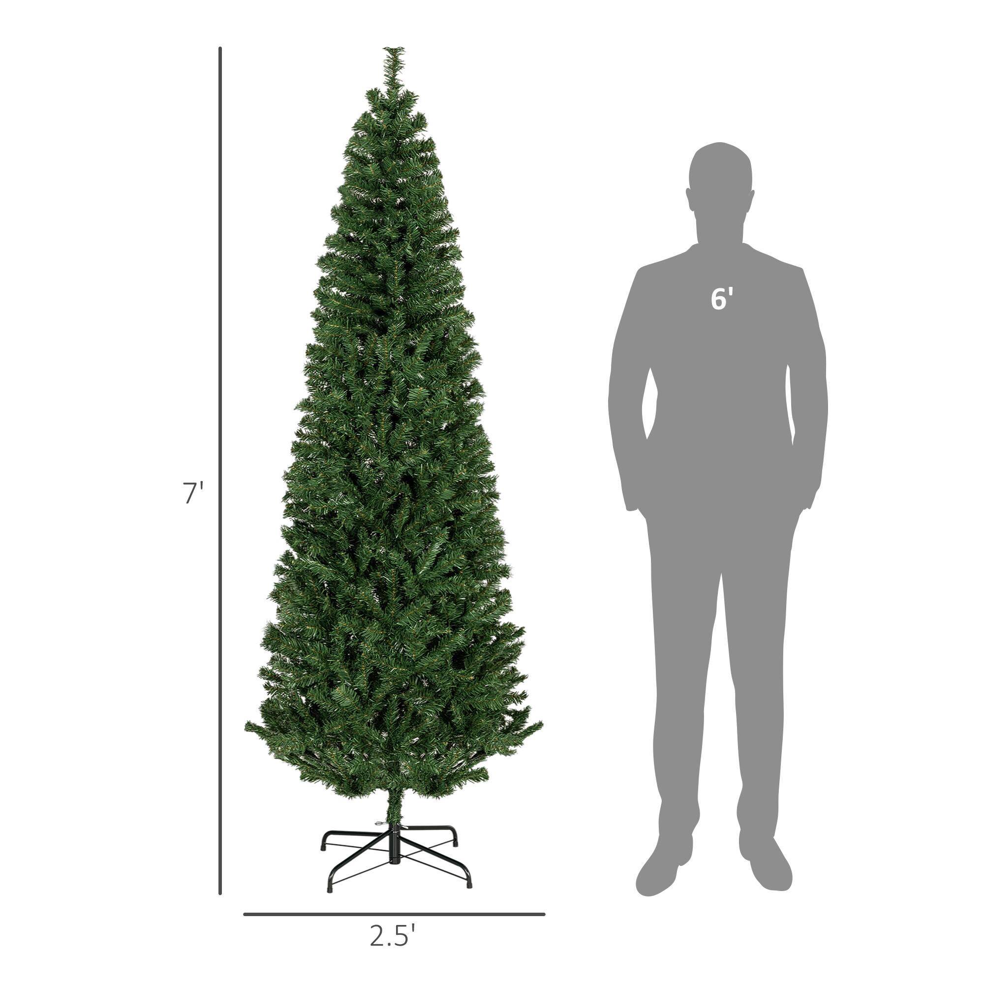 Alt View 2. Homcom - Pencil Christmas Tree, Unlit Artificial Christmas Tree Slim Douglas Fir Xmas Tree with Realistic Branches - Green.