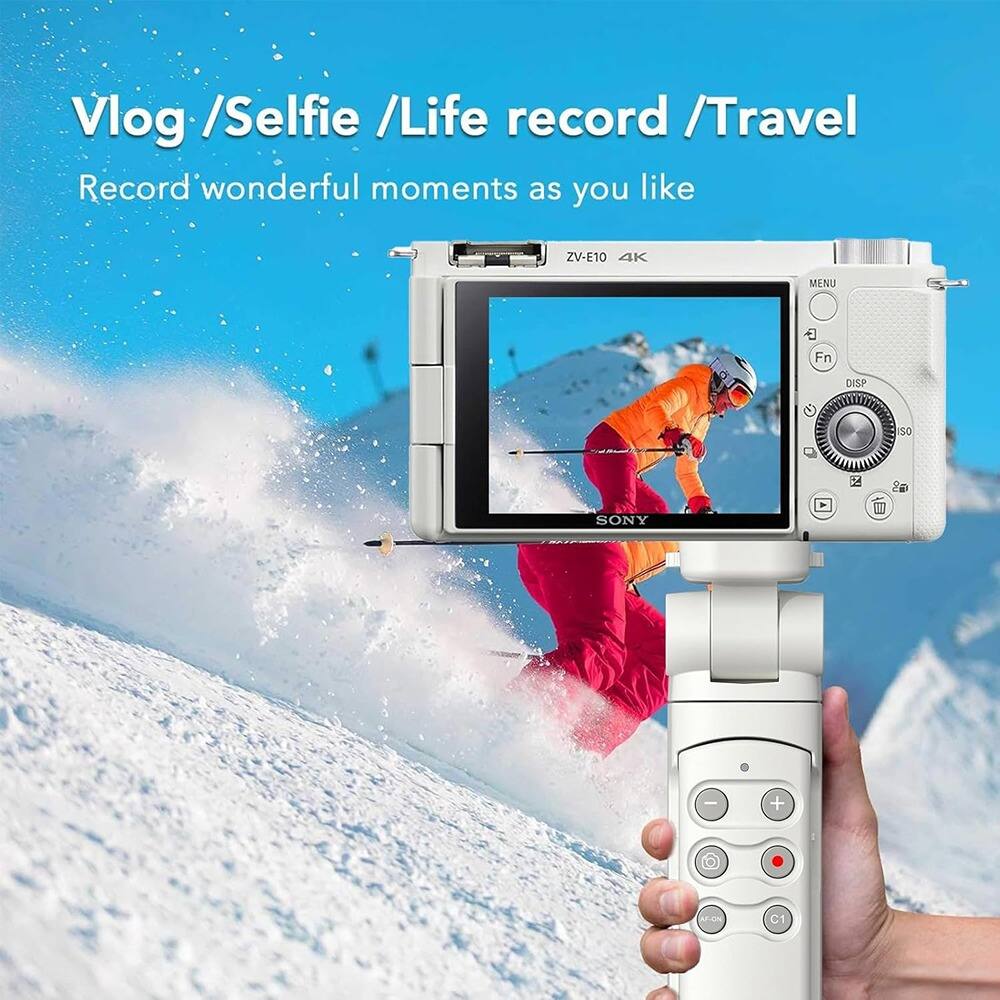 Vlog / Selfie / Life record / Travel  
Record wonderful moments as you like  

ZV-E10 4K  

MENU  
Fn  
DISP  
SO  

SONY  

20 - +  
UO  
C1