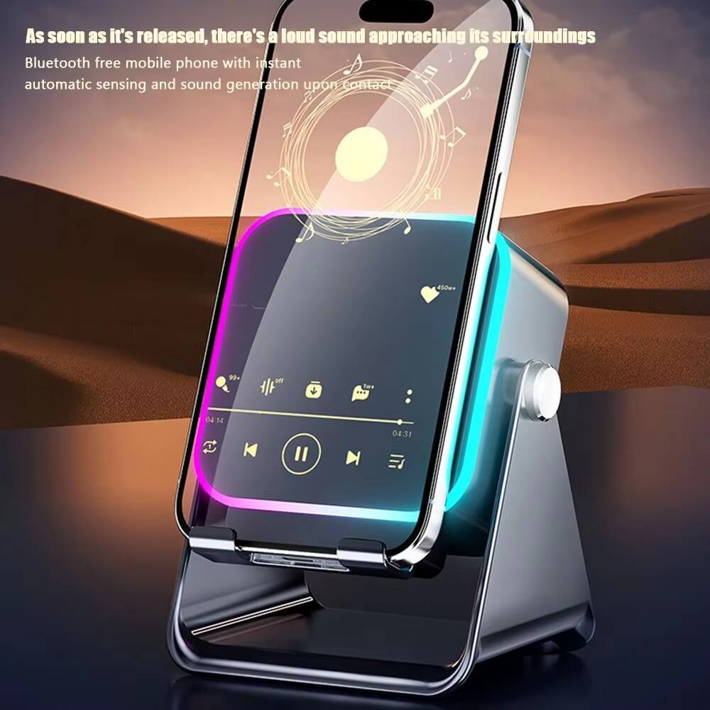 As soon as it's released, there's a loud sound approaching its surroundings.  
Bluetooth free mobile phone with instant automatic sensing and sound generation upon contact.