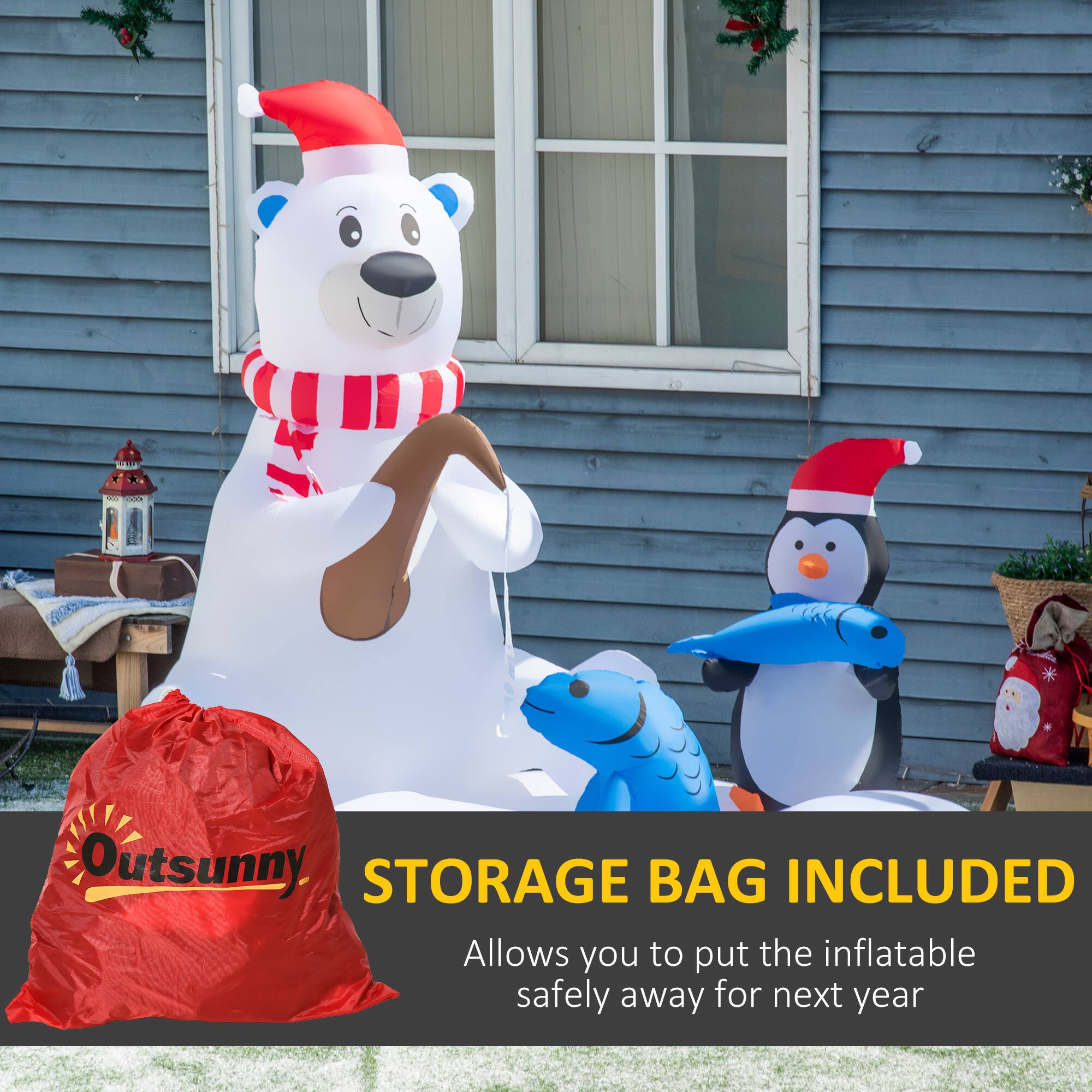 Outsunny STORAGE BAG INCLUDED  
Allows you to put the inflatable safely away for next year