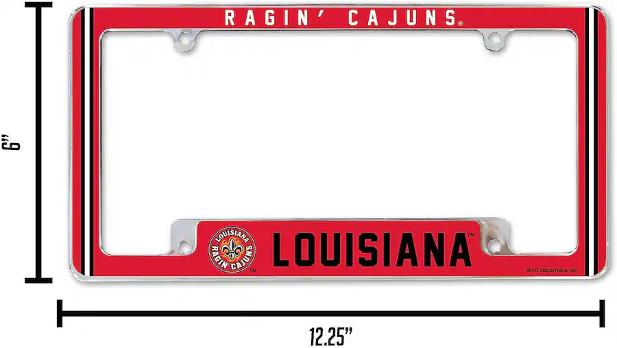 Rico Industries Louisiana Lafayette Ragin' Cajuns Chrome Metal License ...