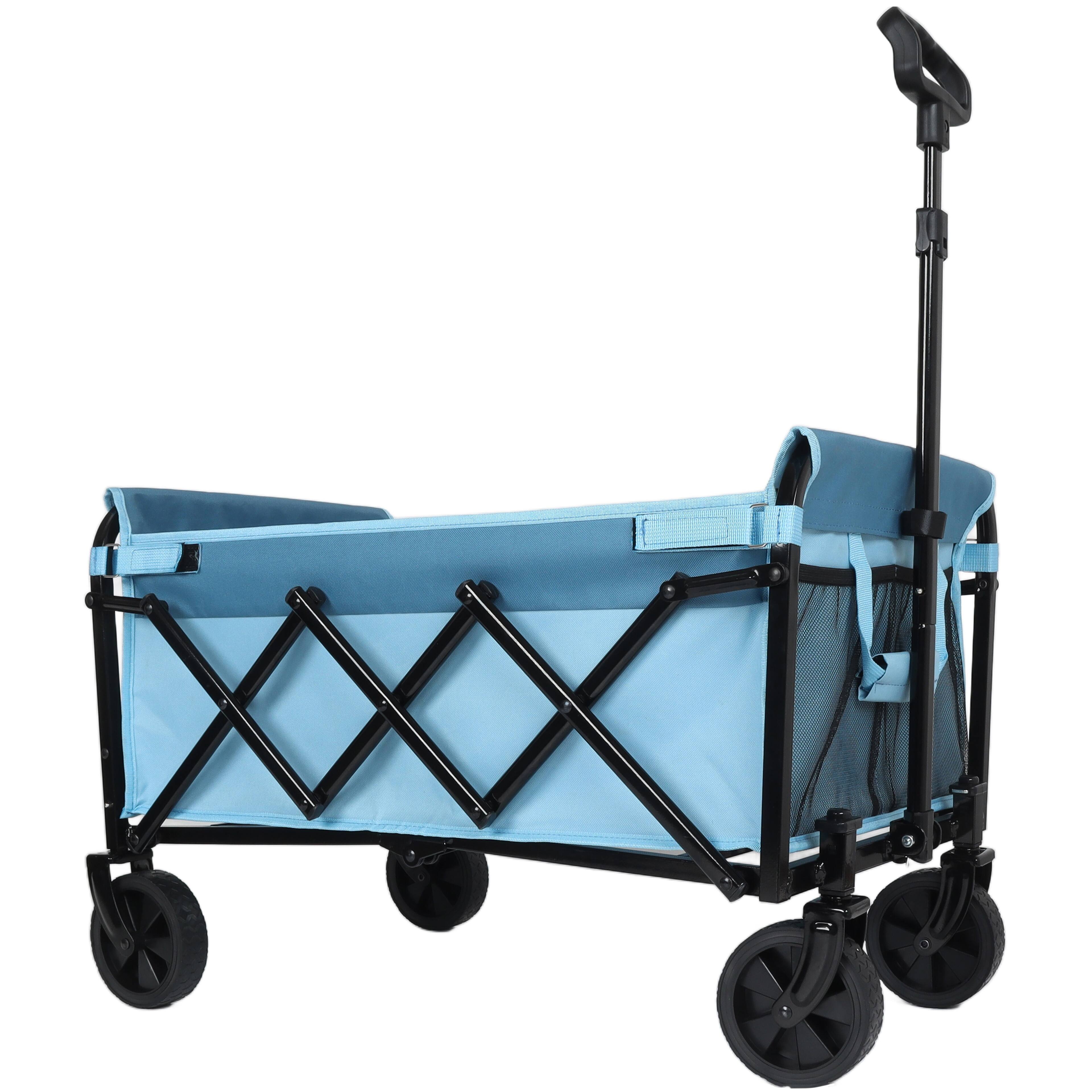 Left. Mondawe - 3-in-1 Lightweight Collapsible Utility Carts - Wagon/Trunk Organizer/Pet Wagon w/ 360° All-Terrain Wheels - Purple.