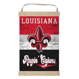 Jardine - Louisiana Ragin' Cajuns Retro Logo Banner Sign - Red
