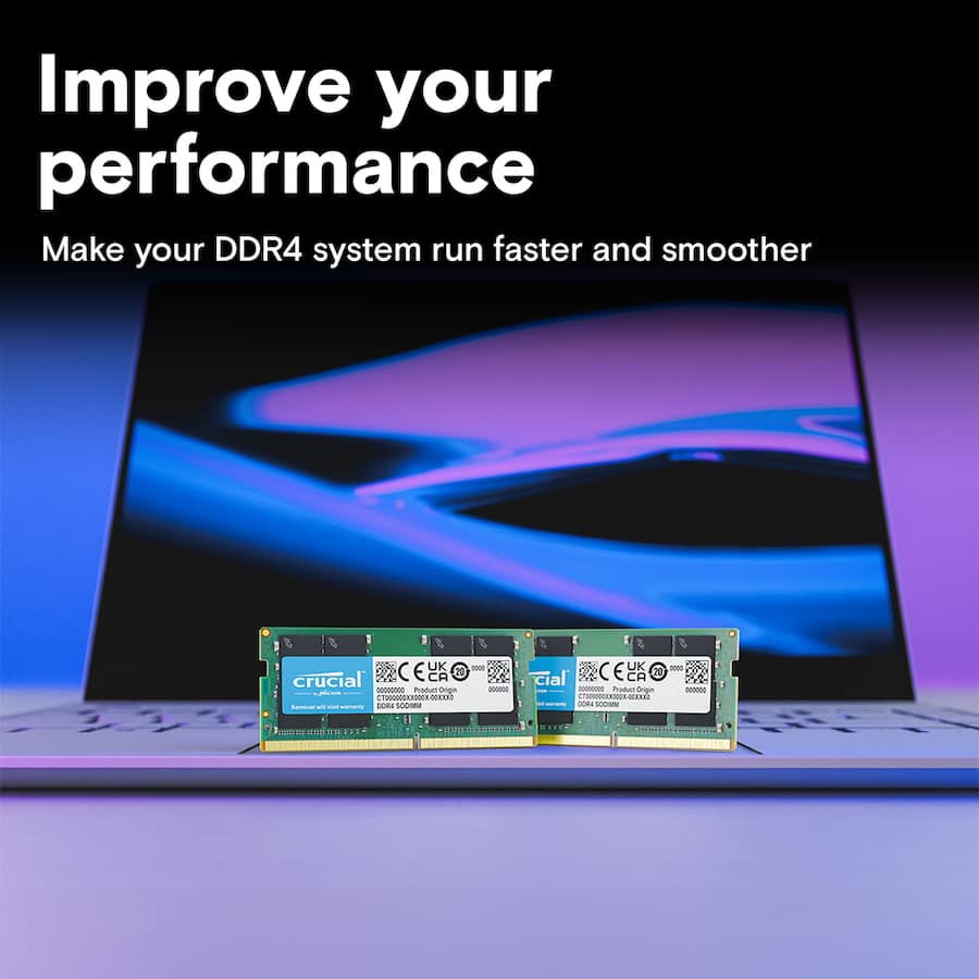 Crucial 32GB Kit (2x16GB) DDR4 3200MHz C22 SODIMM Laptop Memory Crucial 32GB Kit (2x16GB) DDR4 3200MHz C22 SODIMM Laptop Memory