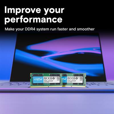 Crucial 16GB DDR4 3200MHz C22 SODIMM Laptop Memory Green Crucial 16GB DDR4 3200MHz C22 SODIMM Laptop Memory Green