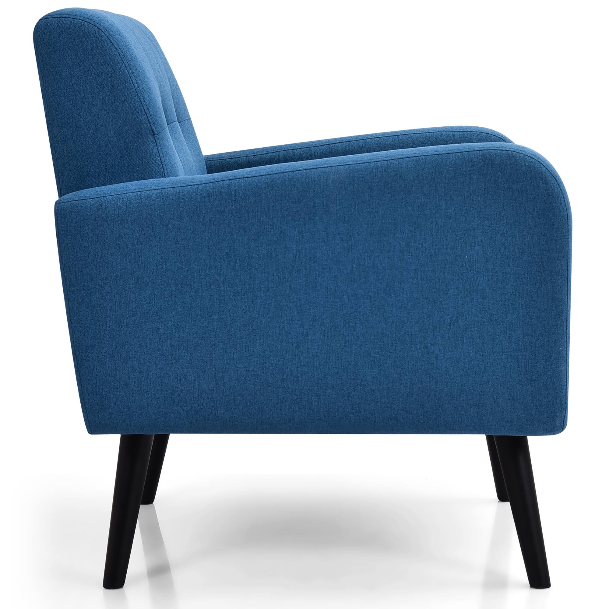 Alt View 17. Costway - Mid-Century Accent Chair with Rubber Wood Legs - Blue.