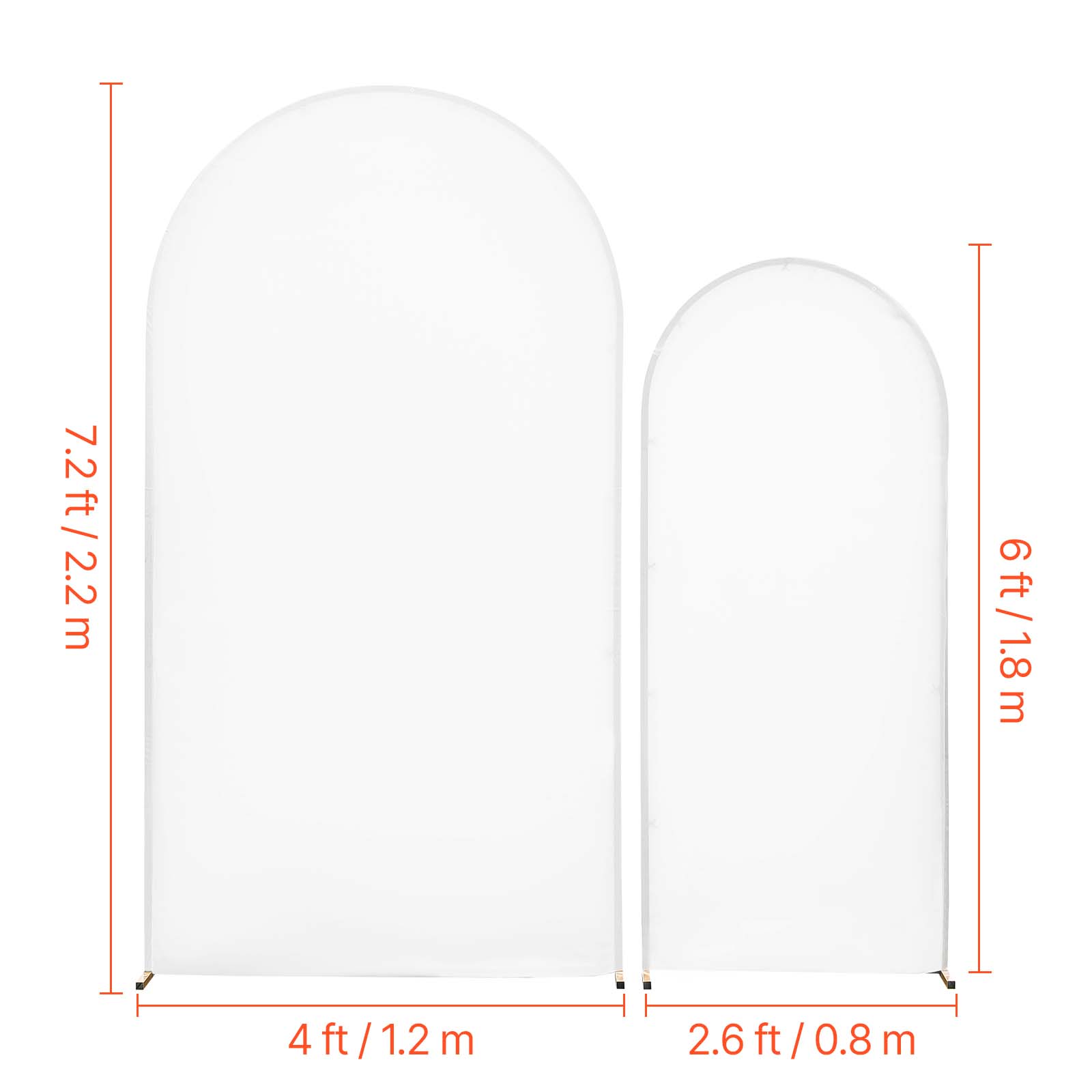 7.2 ft / 2.2 m  
6 ft / 1.8 m  
4 ft / 1.2 m  
2.6 ft / 0.8 m