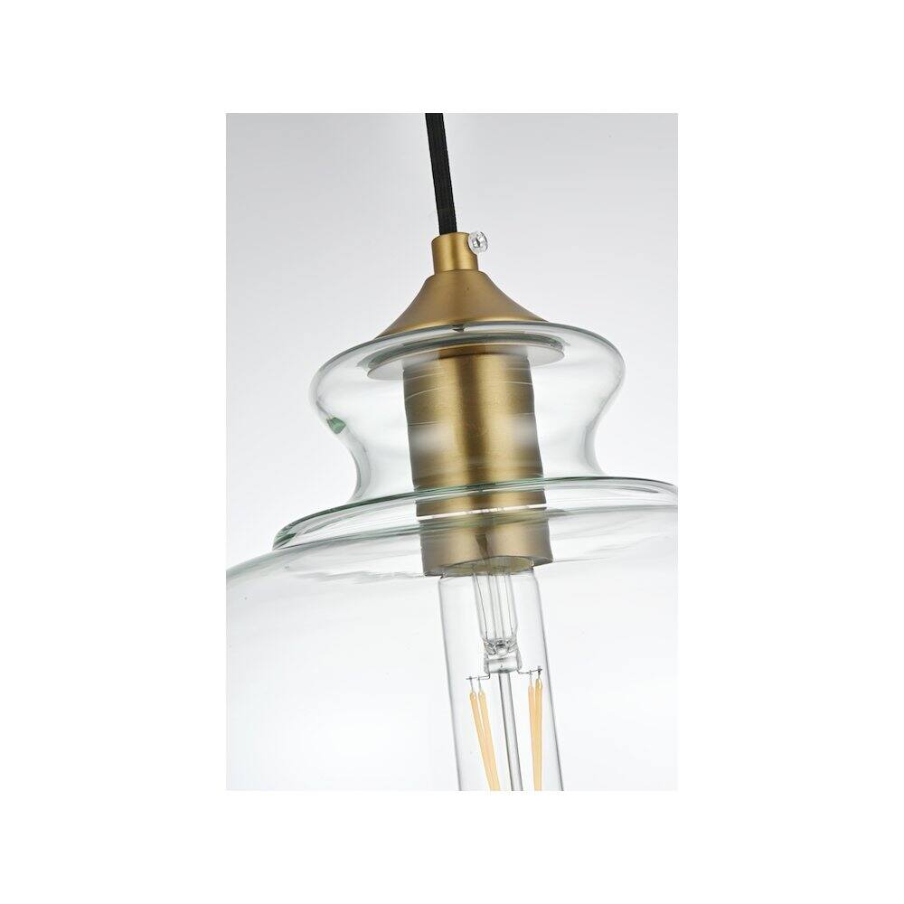 Alt View 3. Living District - Destry 9.5 Inch Pendant Clear Shade in Satin Gold - Satin Gold And Clear.