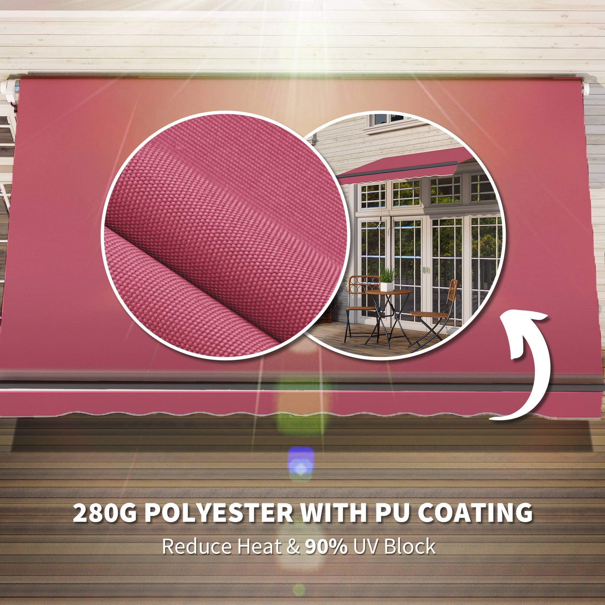 280G POLYESTER WITH PU COATING
Reduce Heat & 90% UV Block