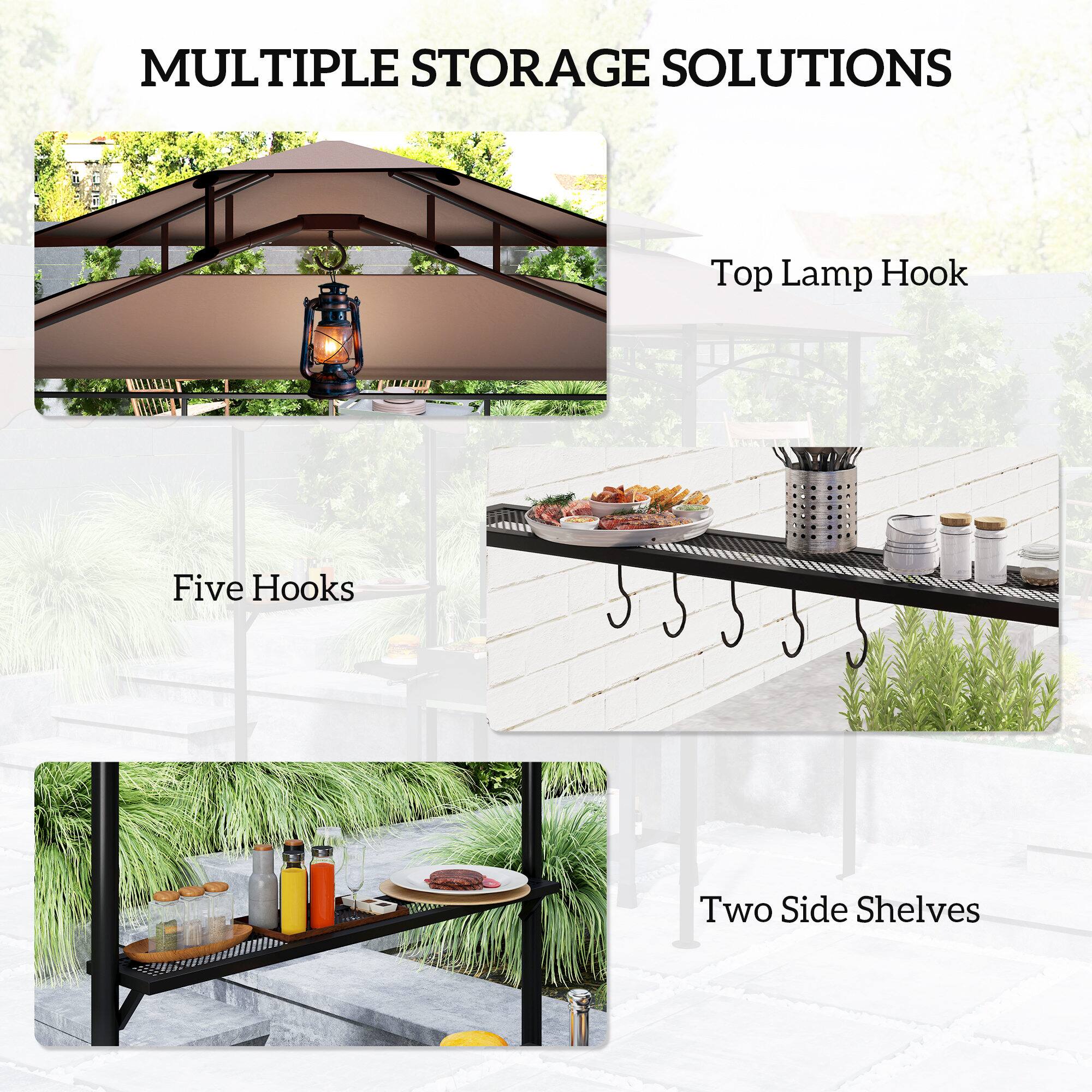 MULTIPLE STORAGE SOLUTIONS
Top Lamp Hook
Five Hooks
Two Side Shelves