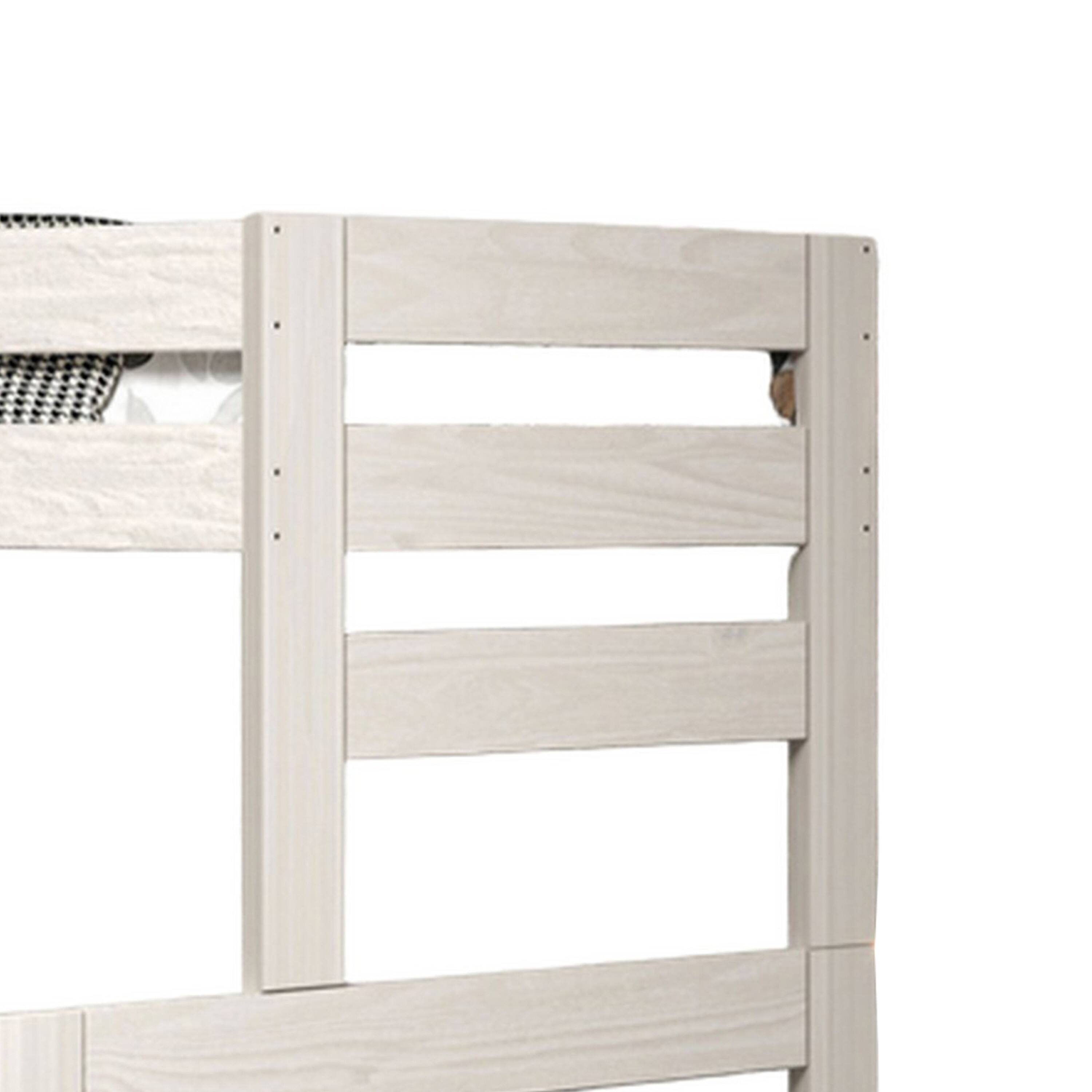 Alt View 3. Manhattan Lane - Damie Twin/Full Bunk Bed with Ladder, Brazilian Pine, White Solid Wood - White.
