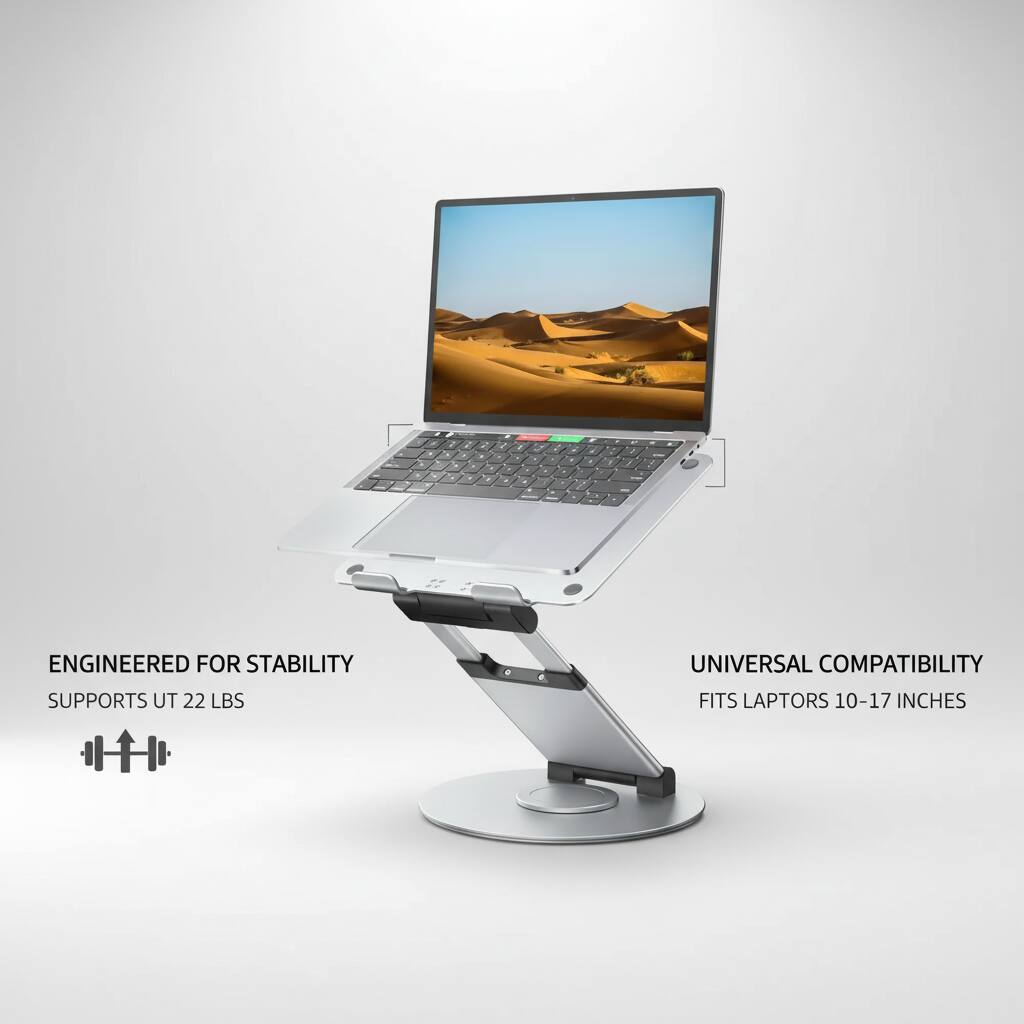 - ENGINEERED FOR STABILITY
  SUPPORTS UT 22 LBS

- UNIVERSAL COMPATIBILITY
  FITS LAPTOPS 10-17 INCHES