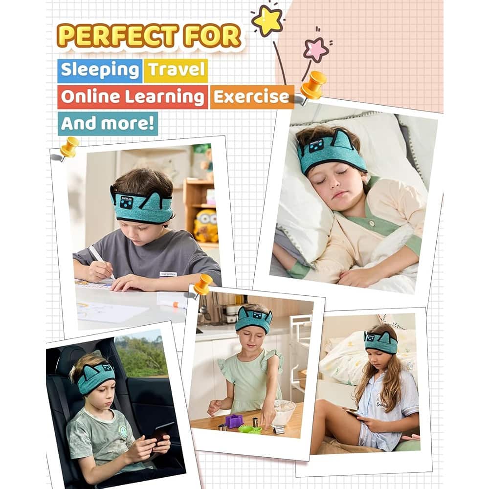 MOSZAR LLC - Kids Bluetooth Headband Headphones with Wireless/Wired 3.5mm, Adjustable Fit