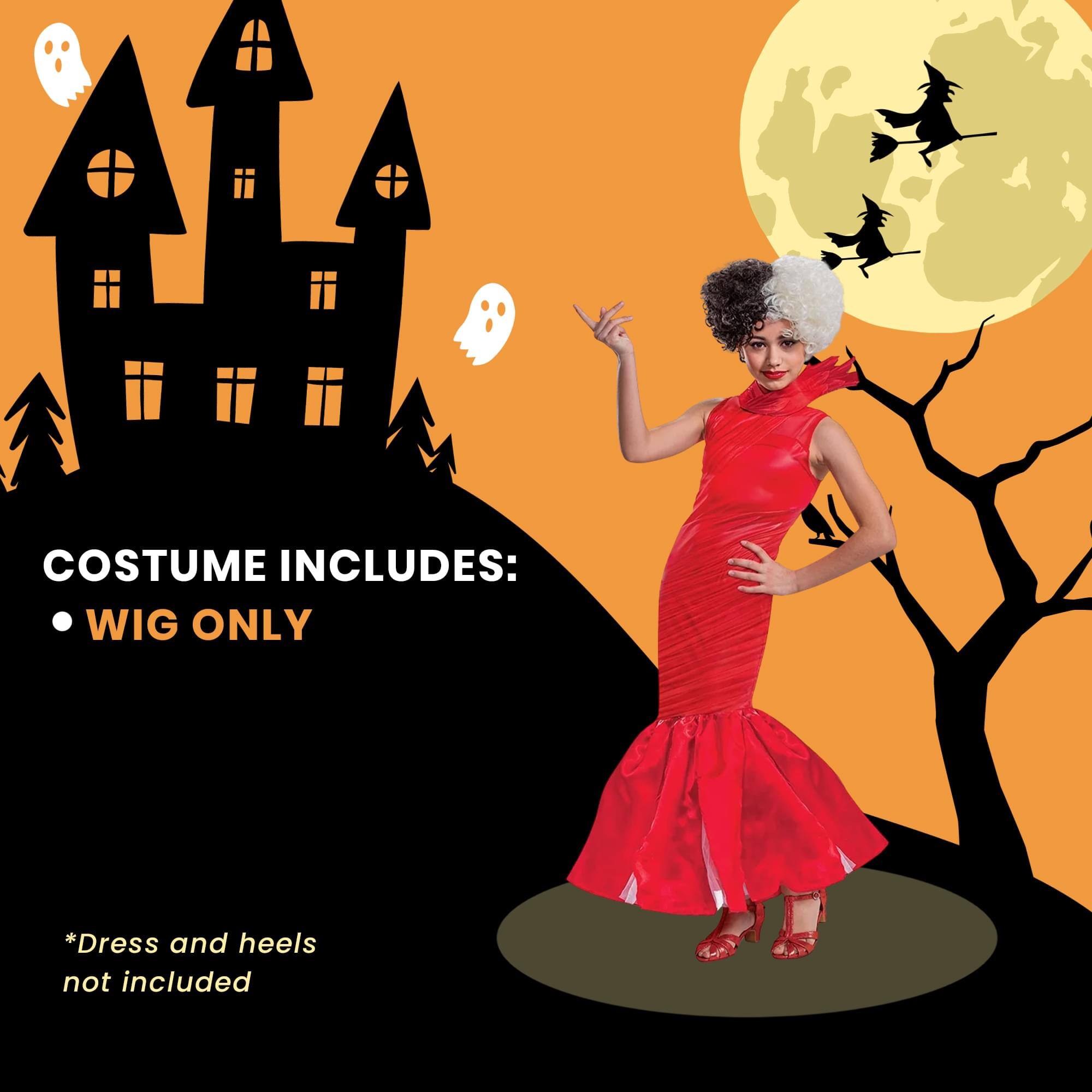 COSTUME INCLUDES:  
- WIG ONLY  

*Dress and heels not included