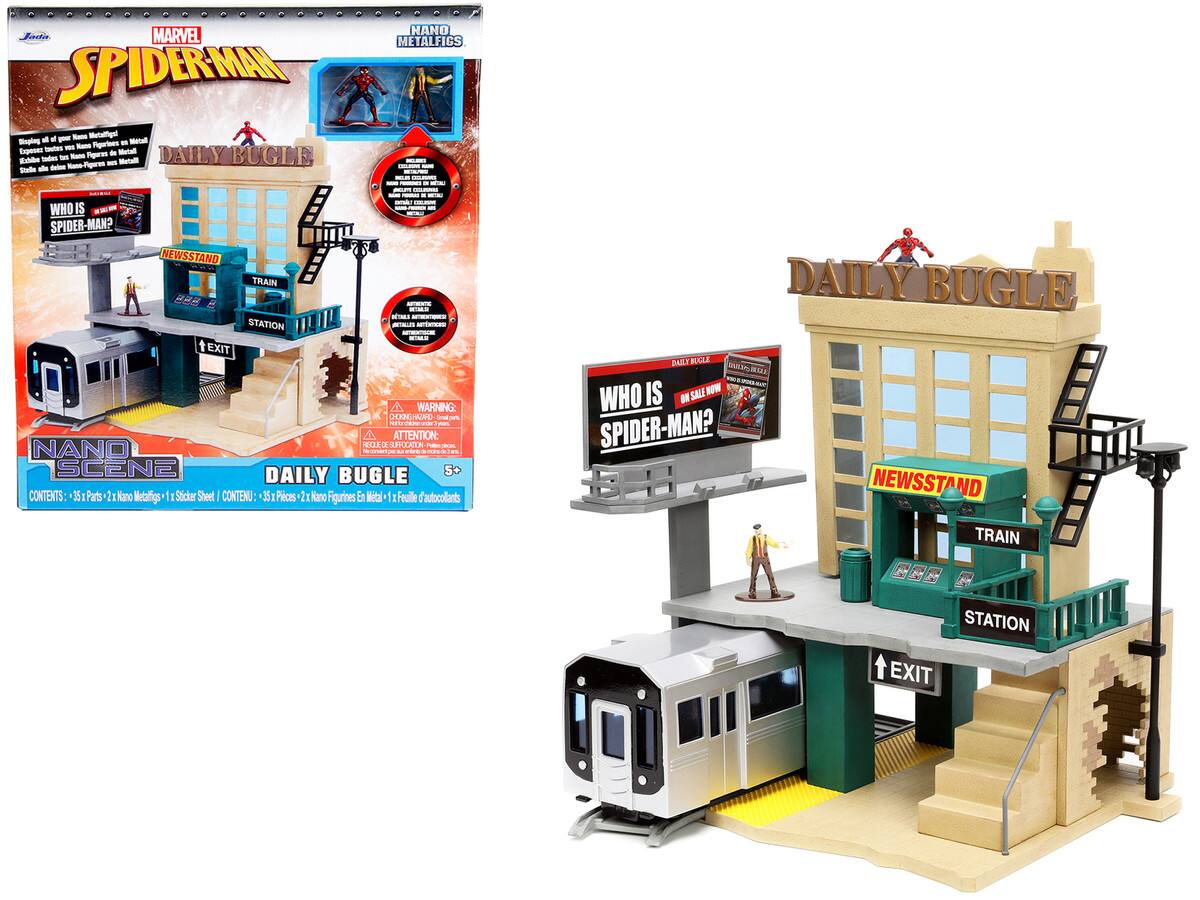 Jada - Daily Bugle & Subway Diorama Set with Spider-Man & J. Jonah Jameson Diecast Figures – Marvel's Spider-Man Nano Scene - Multicolor