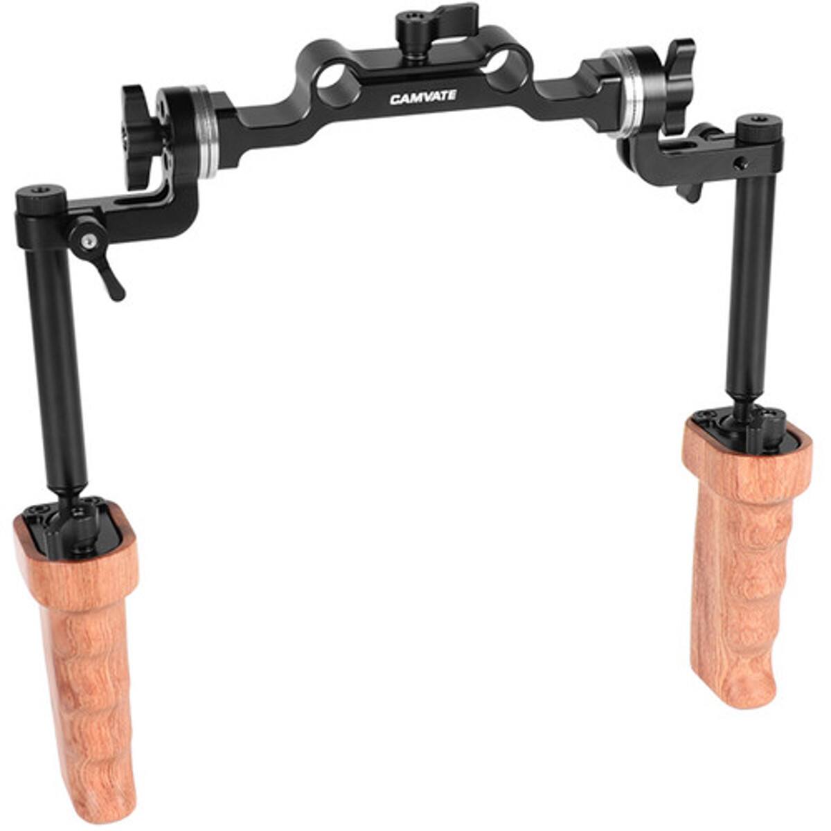 Alt View 1. CAMVATE - CAMVATE Wood Handgrip Kit with Built-in Ball Head  15mm Rosette Railblock.