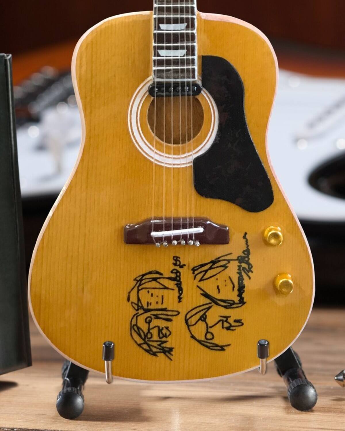 Alt View 1. Axe Heaven - Axe Heaven -John Lennon - Give Peace A Chance Miniature Acoustic Guitar Replica Collectible   - Collectibles - Multicolor.