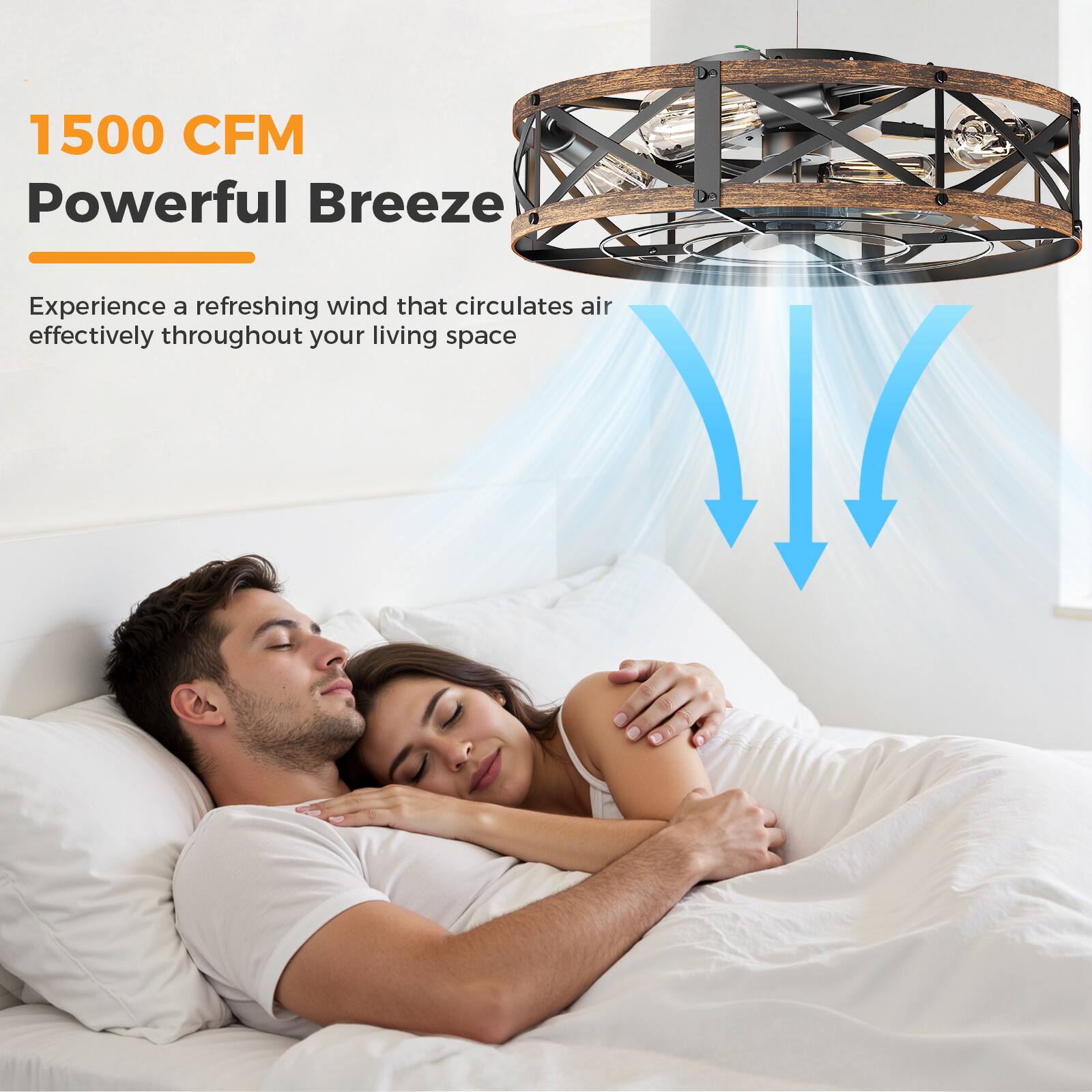 1500 CFM Powerful Breeze  
Experience a refreshing wind that circulates air effectively throughout your living space