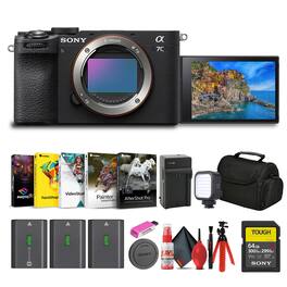 Sony - Alpha 7C II Mirrorless Camera Bundle + 64GB Card + 2 Batteries + Charger + Software + Accessory Kit - Black