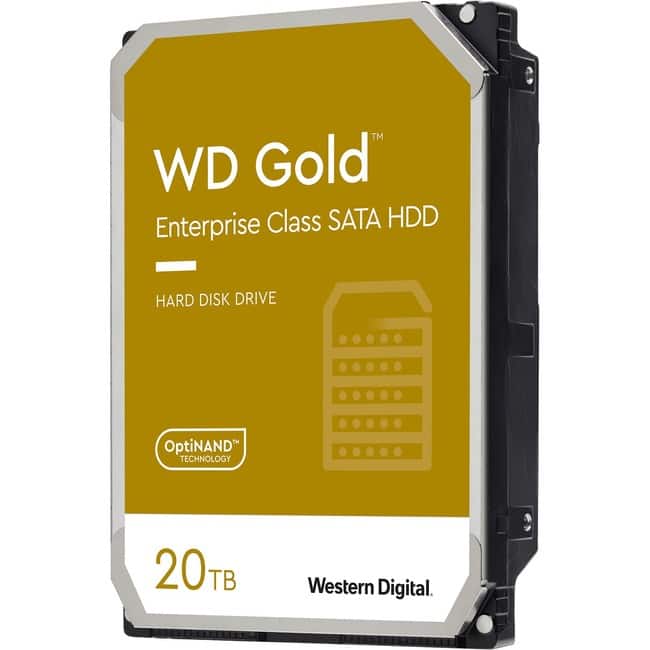 Western Digital - WD Gold WD202KRYZ 20 TB Hard Drive - 3.5" Internal - SATA (SATA/600) - Conventional Magnetic Recording (CMR) Method