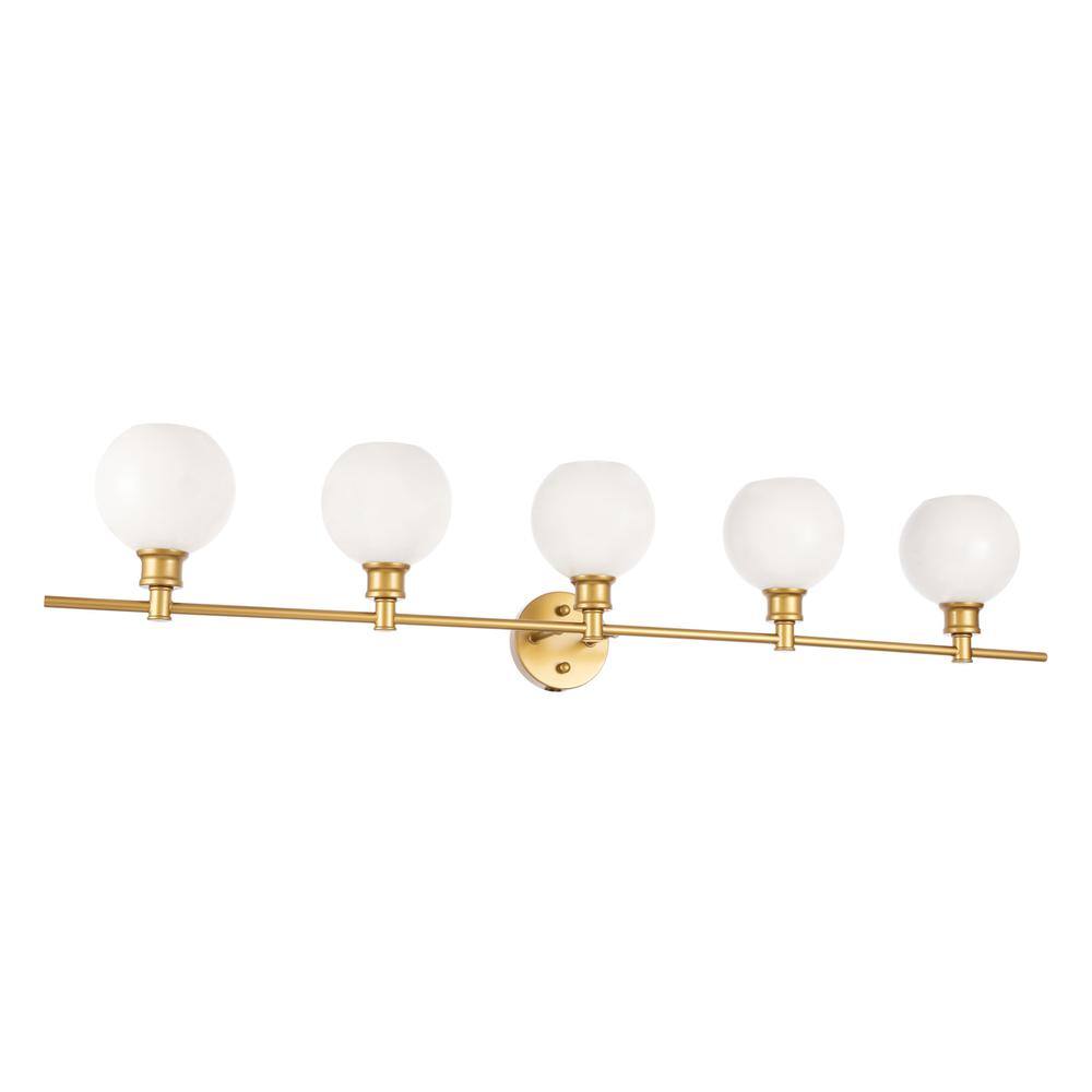 Alt View 7. Living District - Collier 5 light Brass and Frosted white glass Wall sconce - Brass And Frosted White Glass.