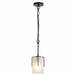 RYHNUYNE - Modern Pendant Light with Frosted Glass Shade,Linear Light Fixture for Kitchen Island Dining Room - Black