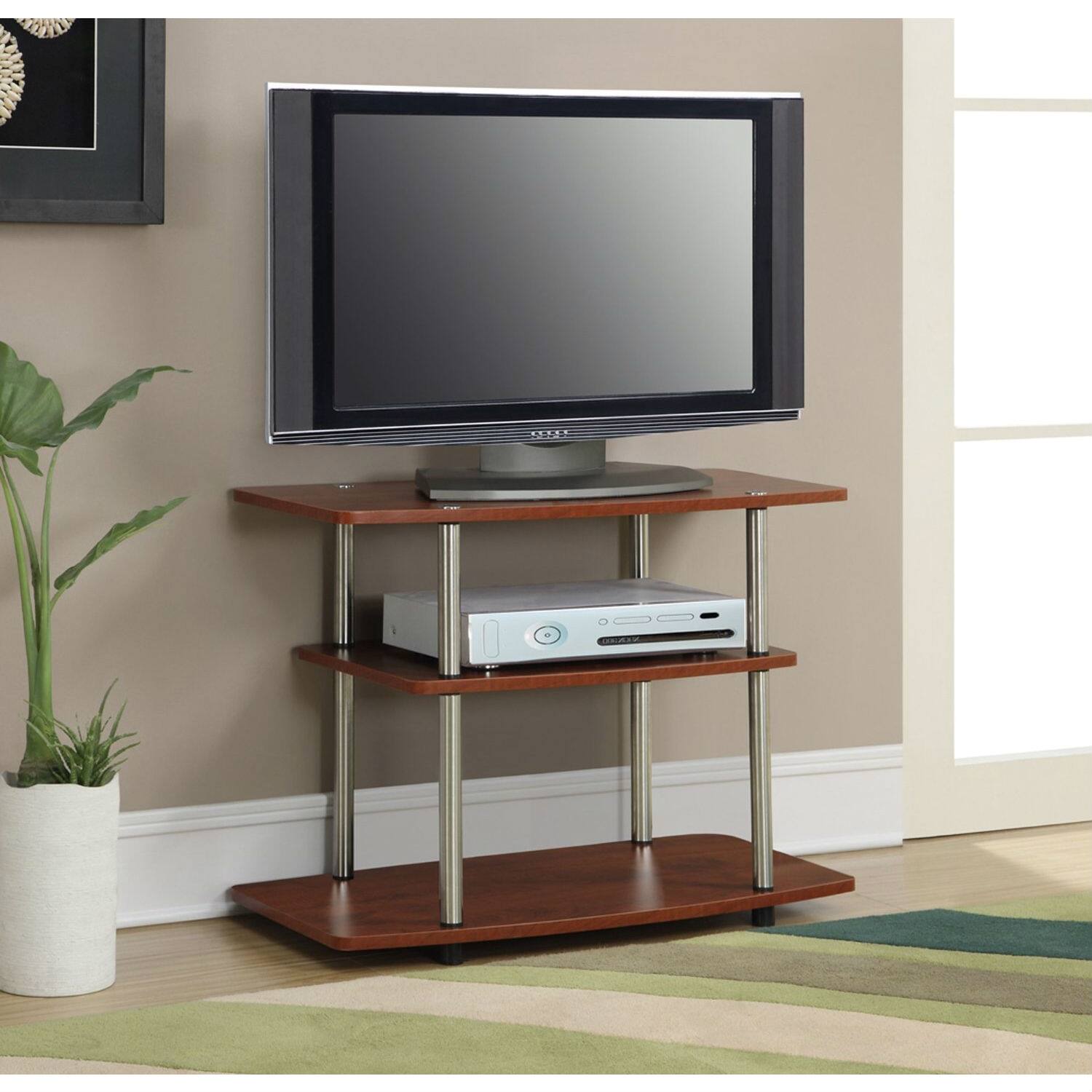 Left. Hivvago - Hivvago Modern Wood and Metal TV Stand - Brown.